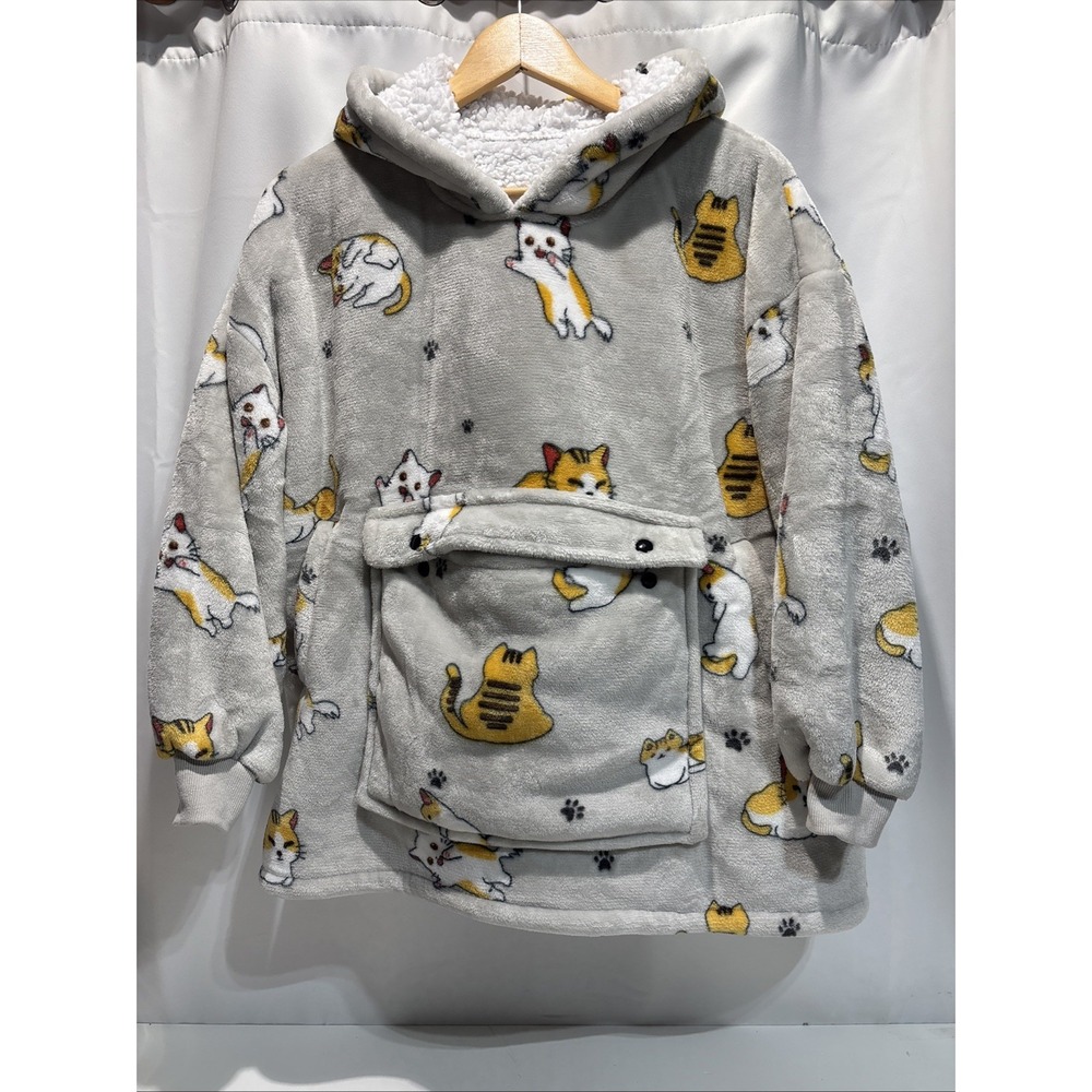 Oversized Fleece Cat Hoodies for Women and Men Adult Wearable Blanket Hoodies